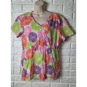 Koi by Kathy Peterson scrub top Size Large Color bursts Women short sleeve